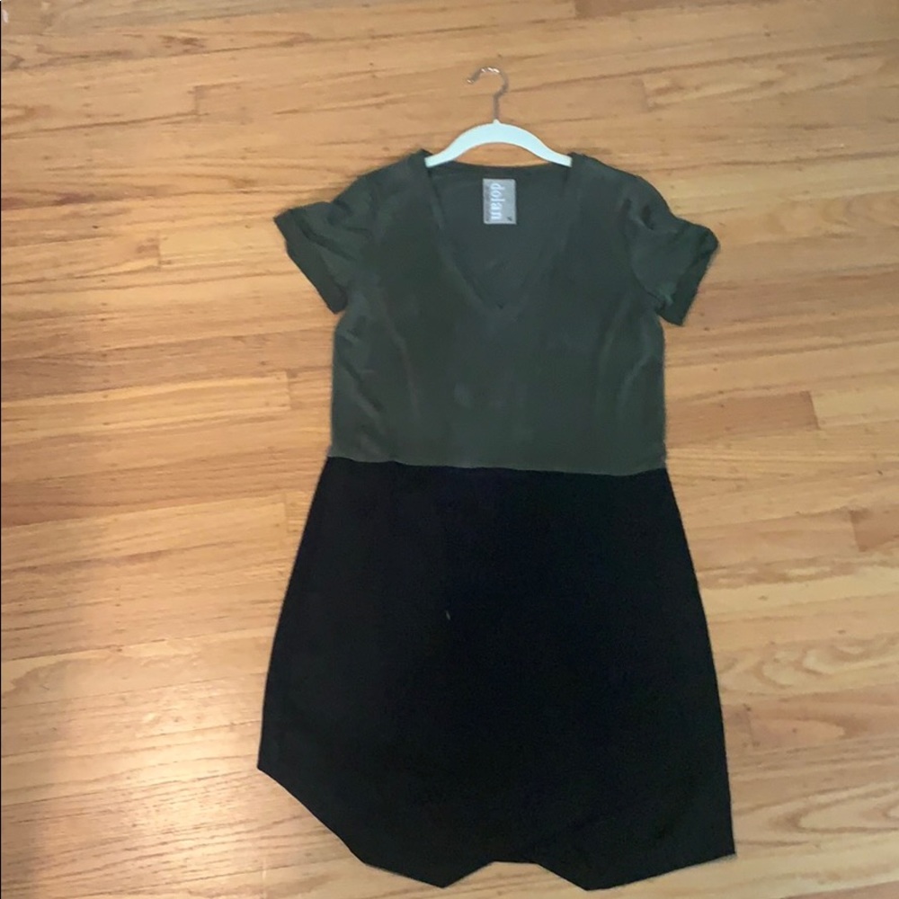 Dolan size xs black and green v neck dress